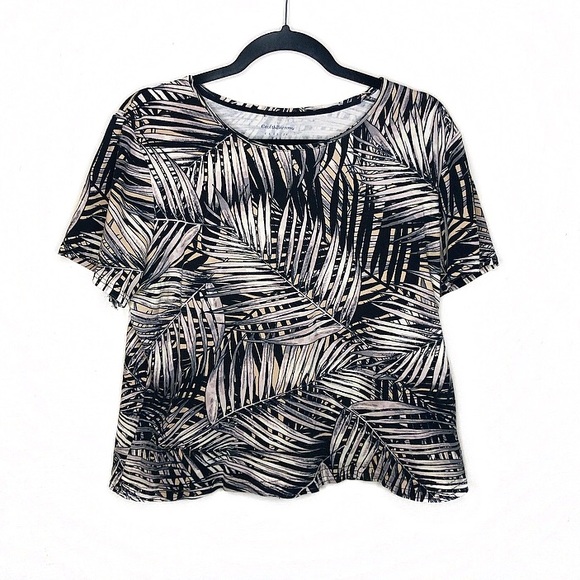 croft & barrow Tops - Croft & Barrow Palm Leaf Print Graphic Cropped Tee